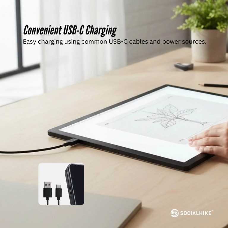 Drawing tablet charging via USB-C cable