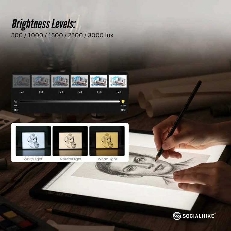 Adjustable LED light pad for drawing artwork
