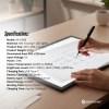 LED light pad specifications beside drawing tablet
