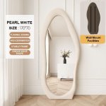 Pearl white wavy full-length wall mirror