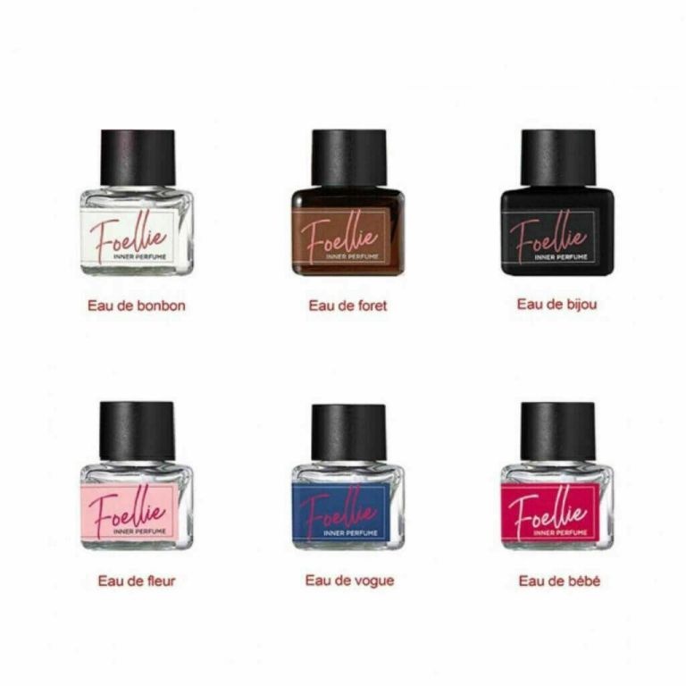 foellie beauty feminine care hygiene cleanser inner perfume 5ml eau de bebe vogue Six Foellie inner perfume bottles on white background