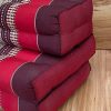 3 fold zafu meditation cushion medium size red Stacked red and maroon floor cushions