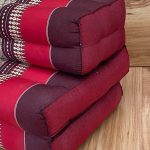 3 fold zafu meditation cushion medium size red Stacked red and maroon floor cushions