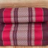 3 fold zafu meditation cushion medium size red Stacked red and brown patterned floor cushions
