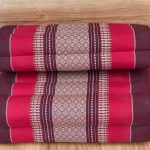 3 fold zafu meditation cushion medium size red Stacked red and brown patterned floor cushions