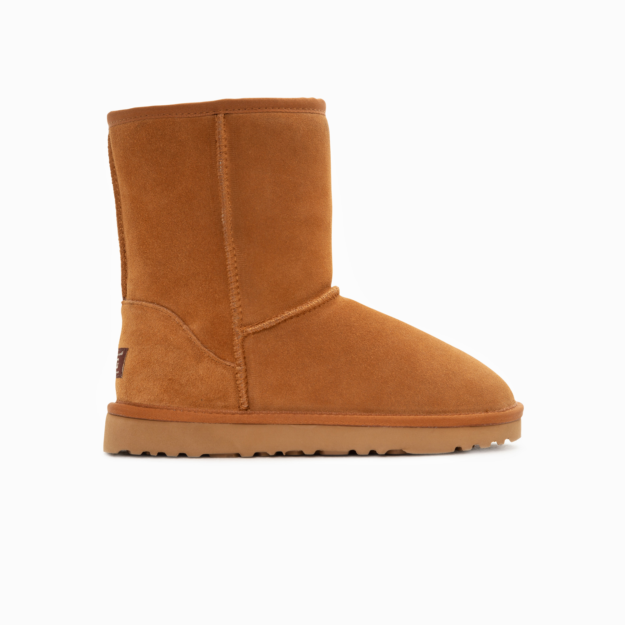 Tan suede mid-calf winter boot