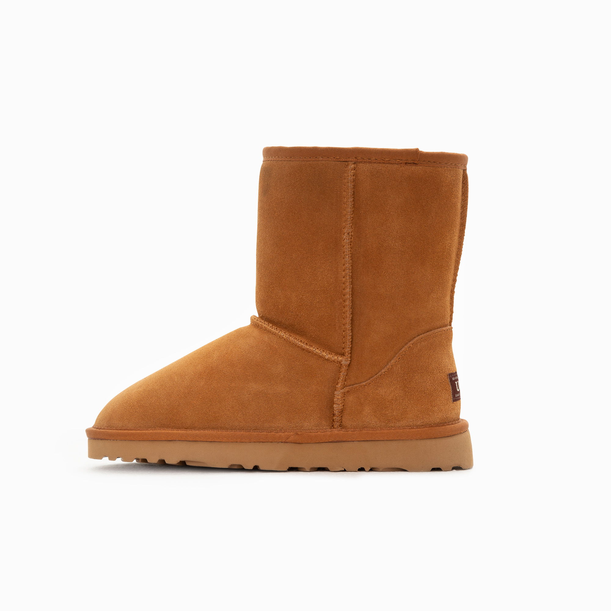Chestnut suede sheepskin mid-calf winter boot