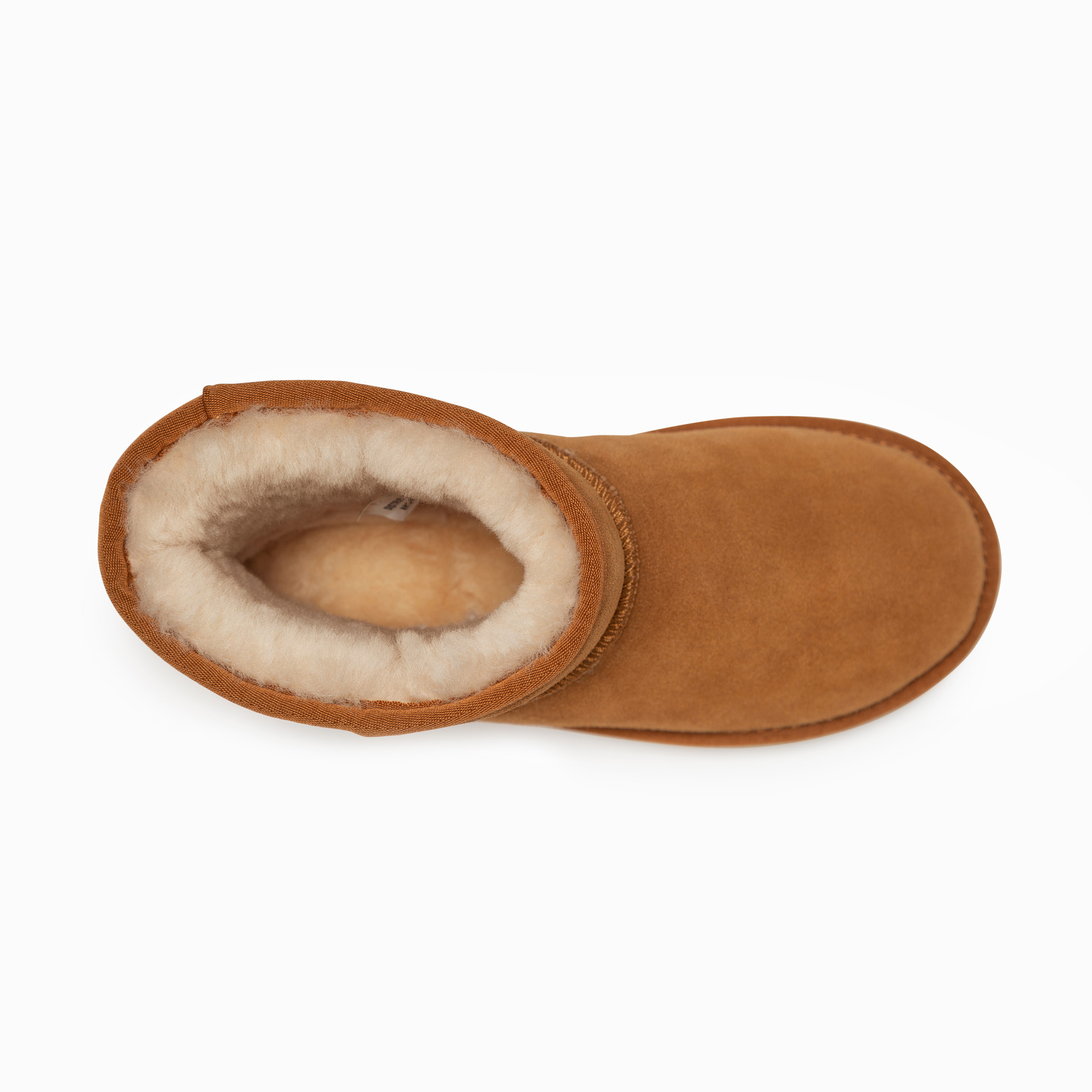 Tan suede sheepskin ankle boot with lining