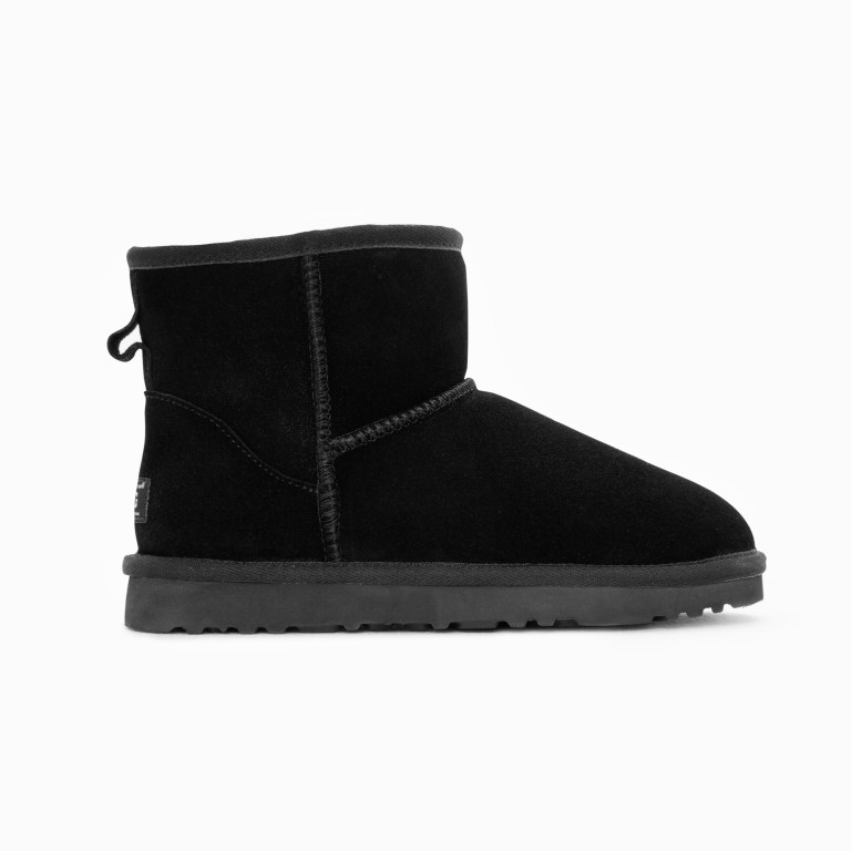 Black suede ankle boot with thick sole