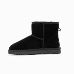 Black suede ankle boot with thick sole