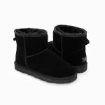 Black suede ankle boots with plush lining