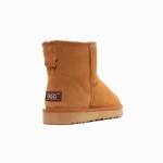 ugg boots genuine australian sheepskin unisex mini classic suede (chestnut, eu39) Tan suede UGG ankle boot rear view