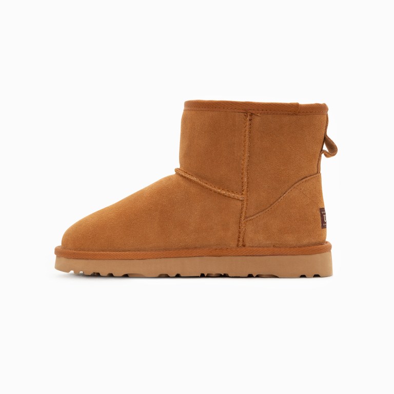 ugg boots genuine australian sheepskin unisex mini classic suede (chestnut, eu39) Tan suede ankle boot with thick sole