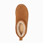 ugg boots genuine australian sheepskin unisex mini classic suede (chestnut, eu39) Brown suede shearling-lined slipper top view