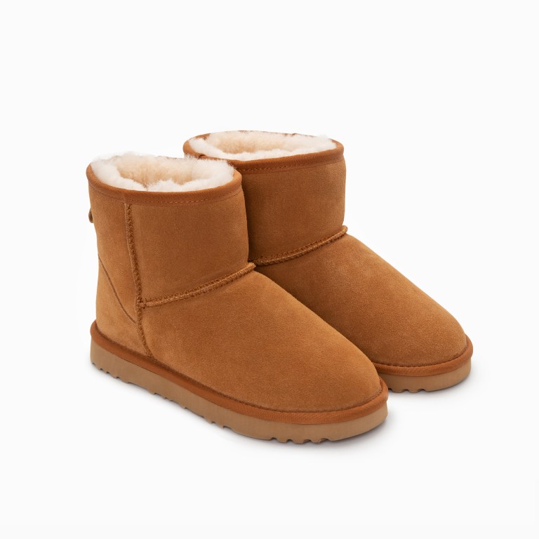 ugg boots genuine australian sheepskin unisex mini classic suede (chestnut, eu39) Chestnut suede ankle boots with shearling lining