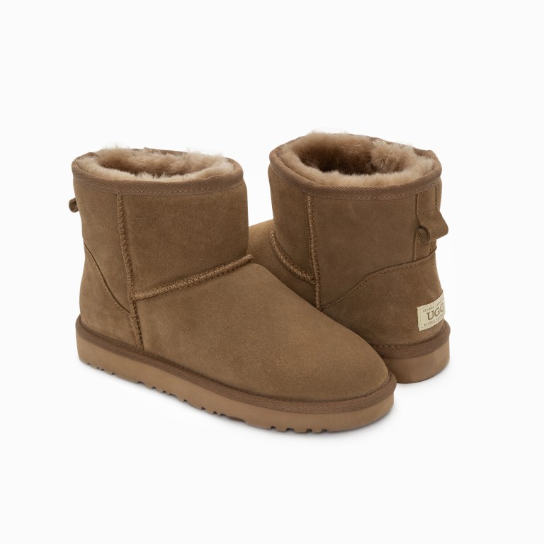 Brown suede UGG boots with shearling lining