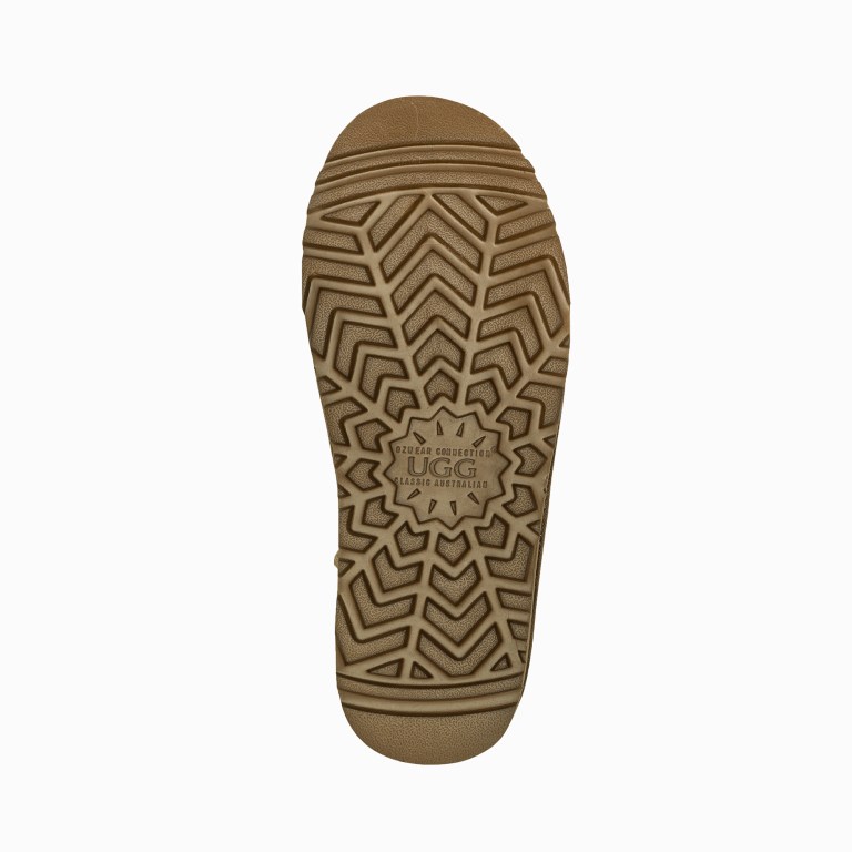Brown UGG boot sole with patterned tread