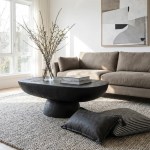Modern living room with sofa and black coffee table