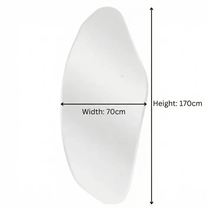 interior ave opal irregular led wall mirror – backlit statement mirror Oval white mirror with dimensions 170cm by 70cm