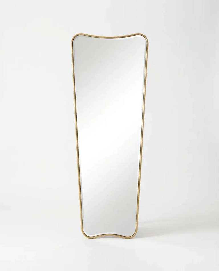 interior ave pierre full length gold frame wall mirror — classic statement Tall gold-framed wavy full-length mirror