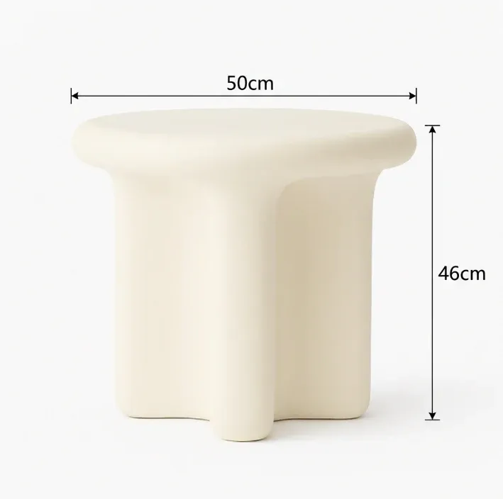 interior ave santorini stone side table ivory Cream sculptural side table with dimensions shown