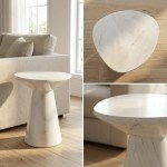 Modern marble side table in bright living room