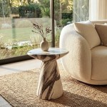 interior ave veneta stone side table panda marble finish Marble side table beside cream sofa by window