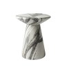 White marble side table with grey veining