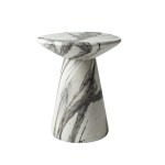 interior ave veneta stone side table panda marble finish White marble side table with grey veining