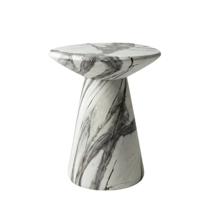 interior ave veneta stone side table panda marble finish White marble side table with grey veining