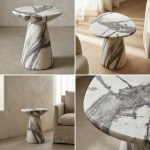 interior ave veneta stone side table panda marble finish Marble side table with grey veining