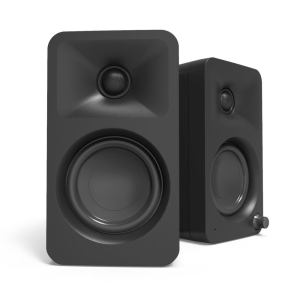 Pair of black bookshelf speakers