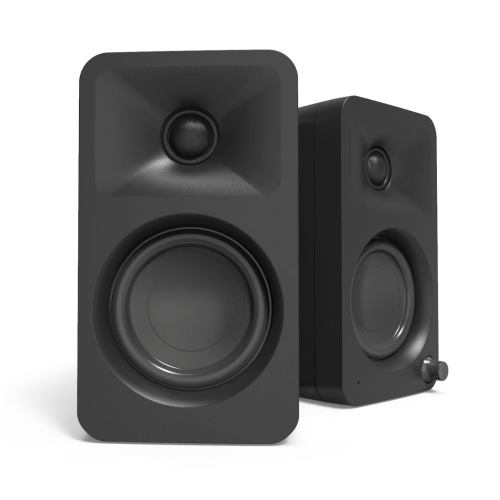 Pair of black bookshelf speakers