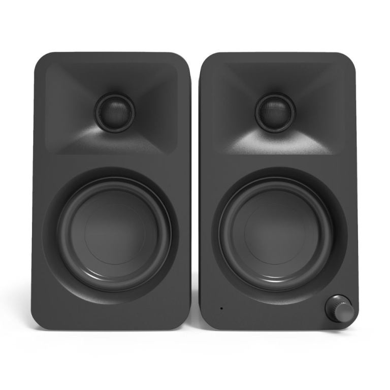 Pair of black bookshelf speakers