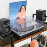 Turntable and speakers with Golden Hour vinyl