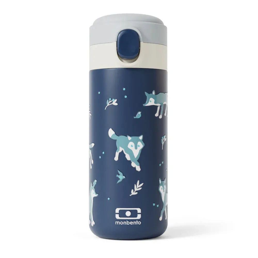 v398 mo 36334125 00.webp Navy kids water bottle with fox illustrations