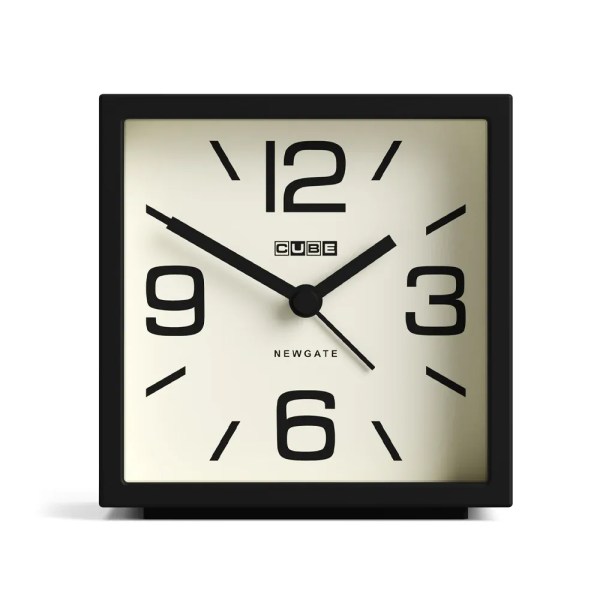 Black square clock showing 10:10 time
