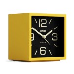 newgate cube mantel clock citrus yellow Yellow cube alarm clock with black face