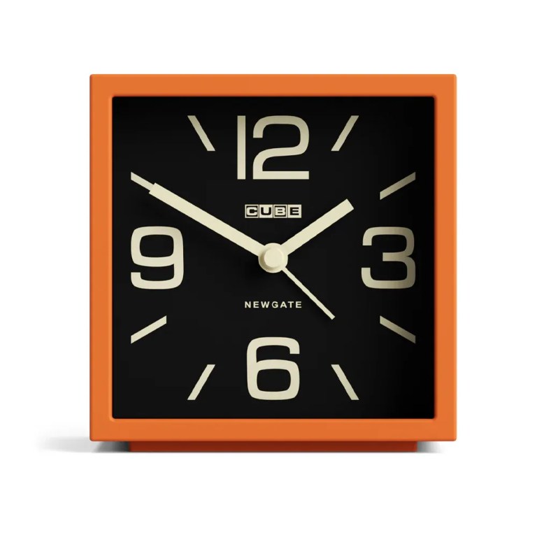 v398 ng almcub358po 00.webp Orange square desk clock with black face