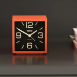 newgate cube mantel clock pumpkin orange Orange cube alarm clock on desk