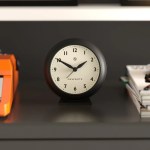 newgate pacific mantel clock black Black round desk clock on shelf