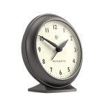 newgate pacific mantel clock graphite Dark grey analogue mantel clock on white background