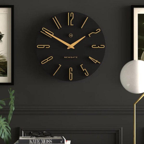 Black and gold modern wall clock