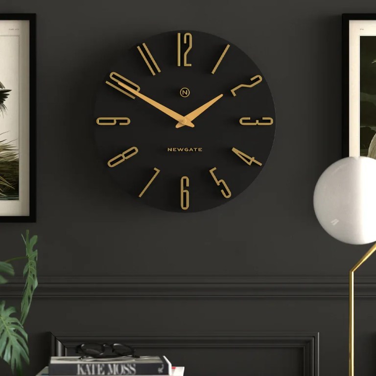 newgate empire state wall clock black Black and gold modern wall clock