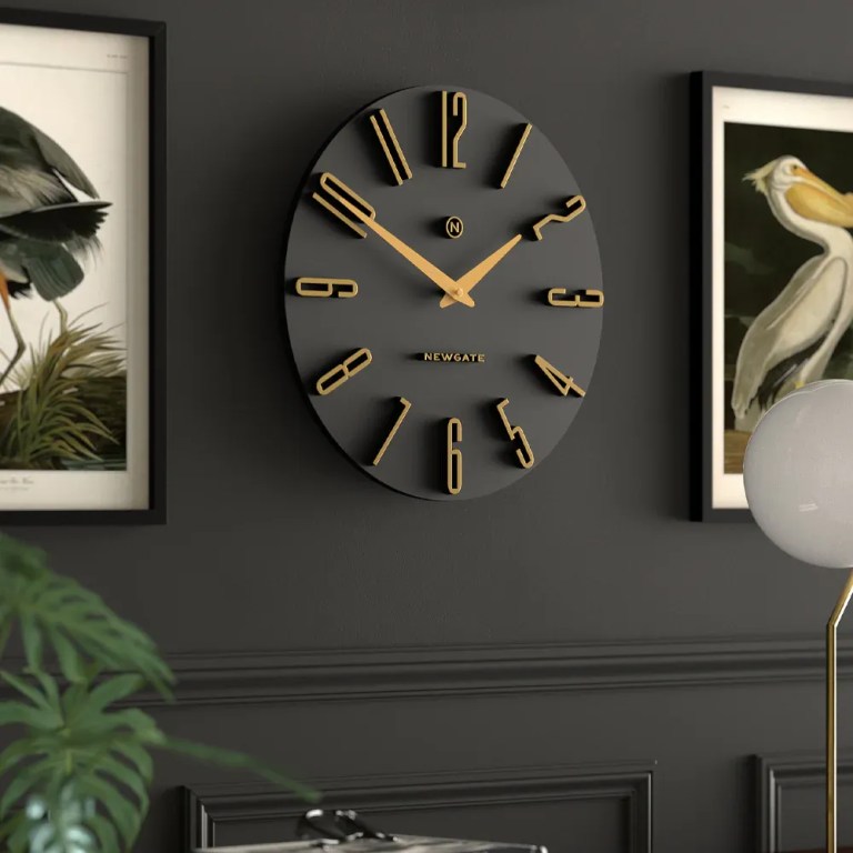 newgate empire state wall clock black Modern black wall clock with gold details
