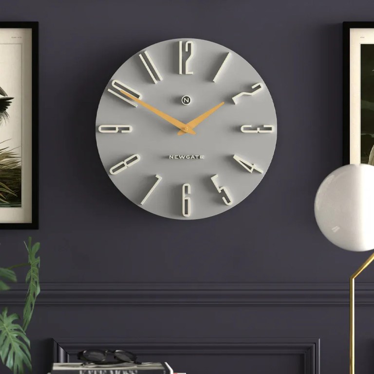 newgate empire state wall clock grey Modern grey wall clock with gold hands