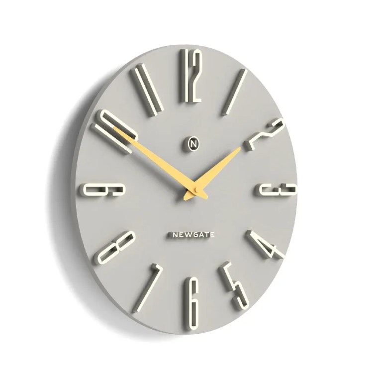 newgate empire state wall clock grey Modern grey wall clock with yellow hands