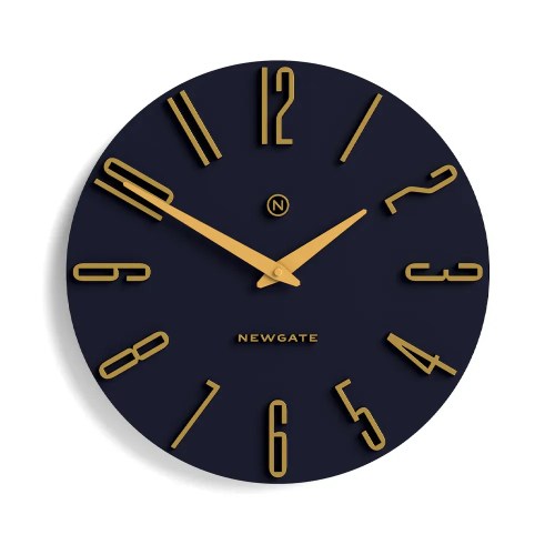 v398 ng empire pebl 00.webp Navy blue wall clock with gold numbers