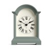Sage green mantel clock with Roman numerals