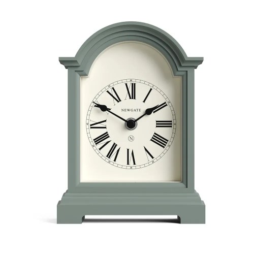 v398 ng manfill338asg 00.webp Sage green mantel clock with Roman numerals